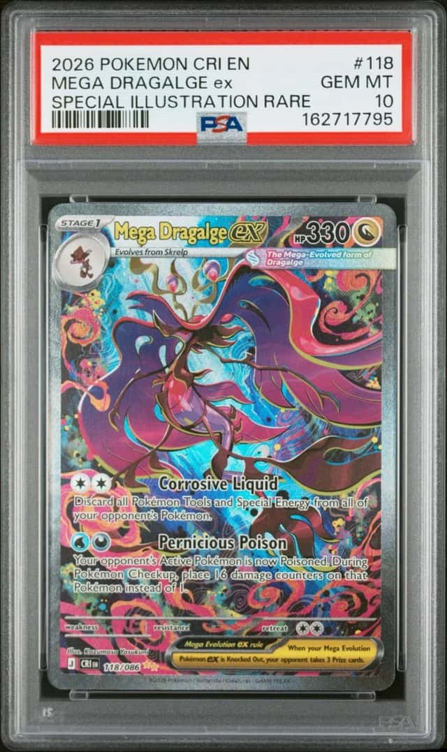 2026 POKEMON CHAOS RISING SPECIAL ILLUSTRATION RARE #118 MEGA DRAGALGE EX PSA 10