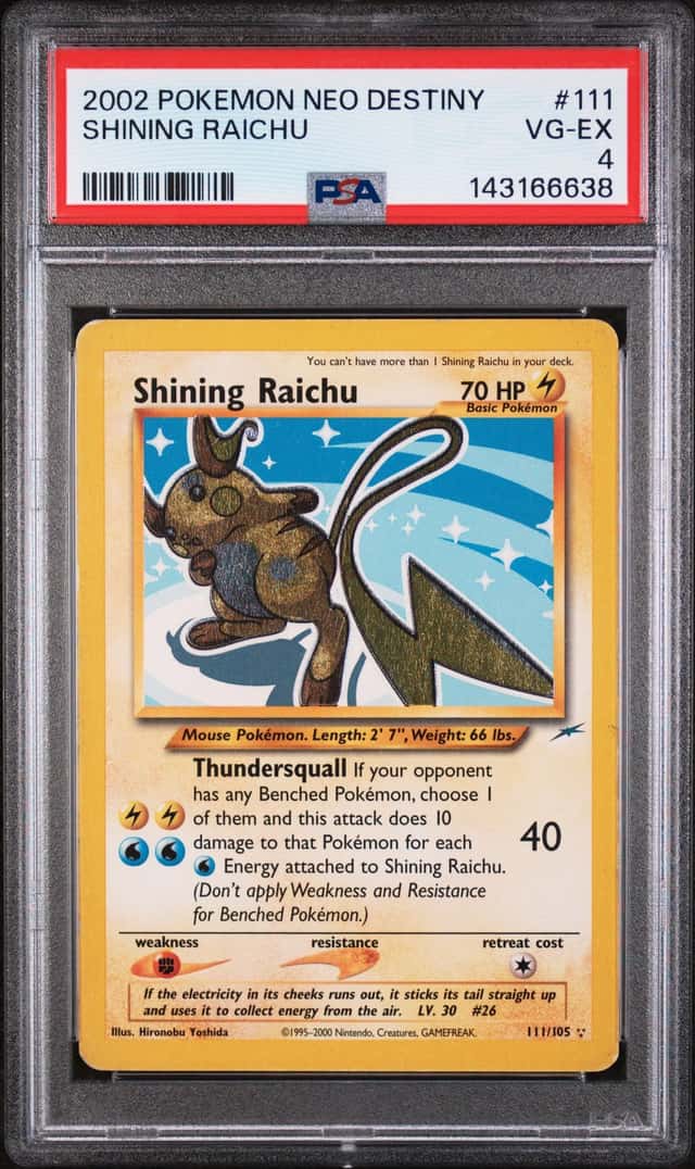 2002 Pokemon Neo Destiny Shining Raichu Holo #111/105 PSA 4