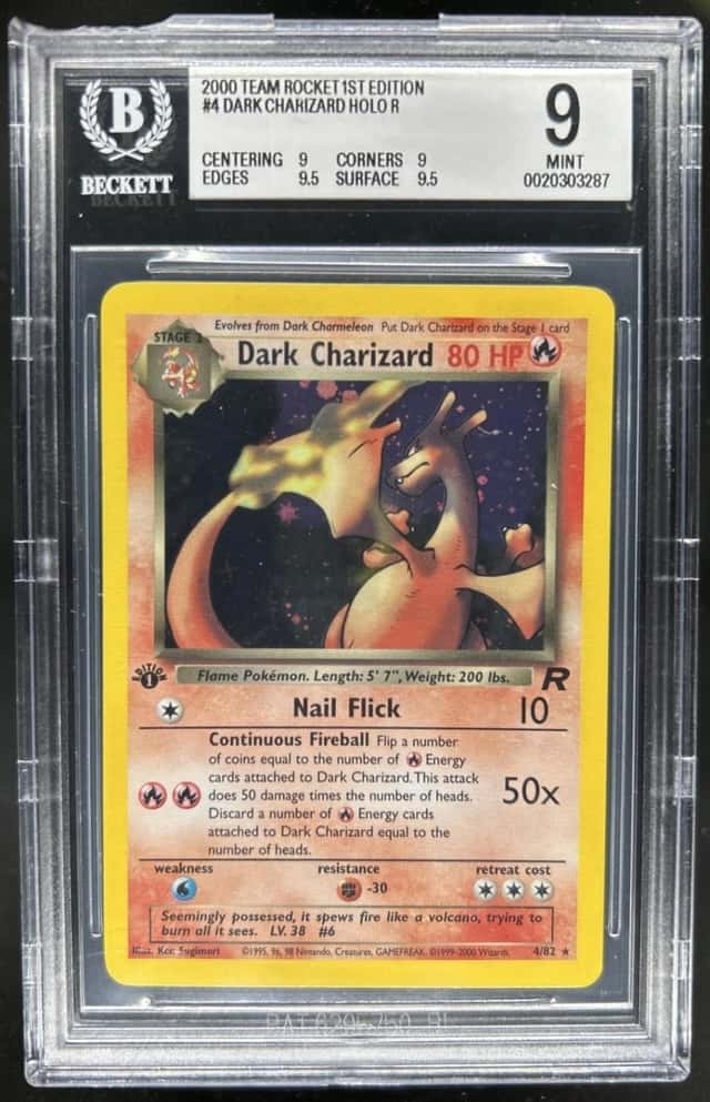 2000 Pokemon Team Rocket First Edition Dark Charizard Holo #4/82 BGS 9