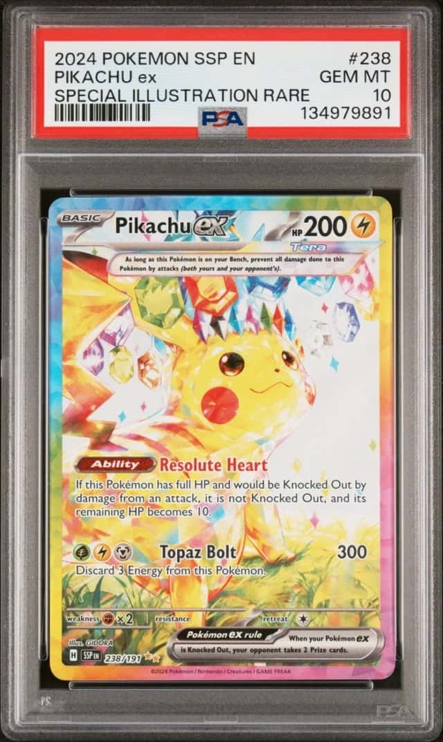 POKEMON PIKACHU ex 2024 SSP EN-SURGING SPARKS #238 SP ILLUS RARE PSA 10