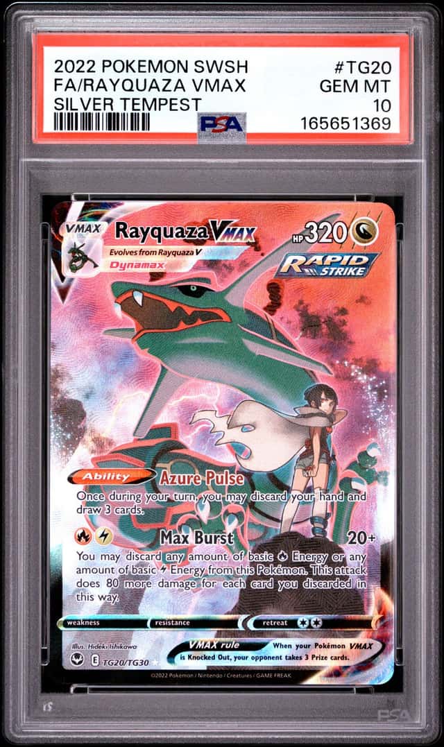 2022 POKEMON SWORD & SHIELD SILVER TEMPEST #TG20 FULL ART/RAYQUAZA VMAX PSA 10