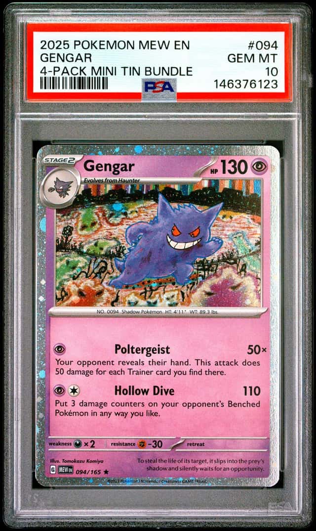 2025 Pokemon 4-pack Mini Tin Gengar #094/165 PSA 10 GEM MINT