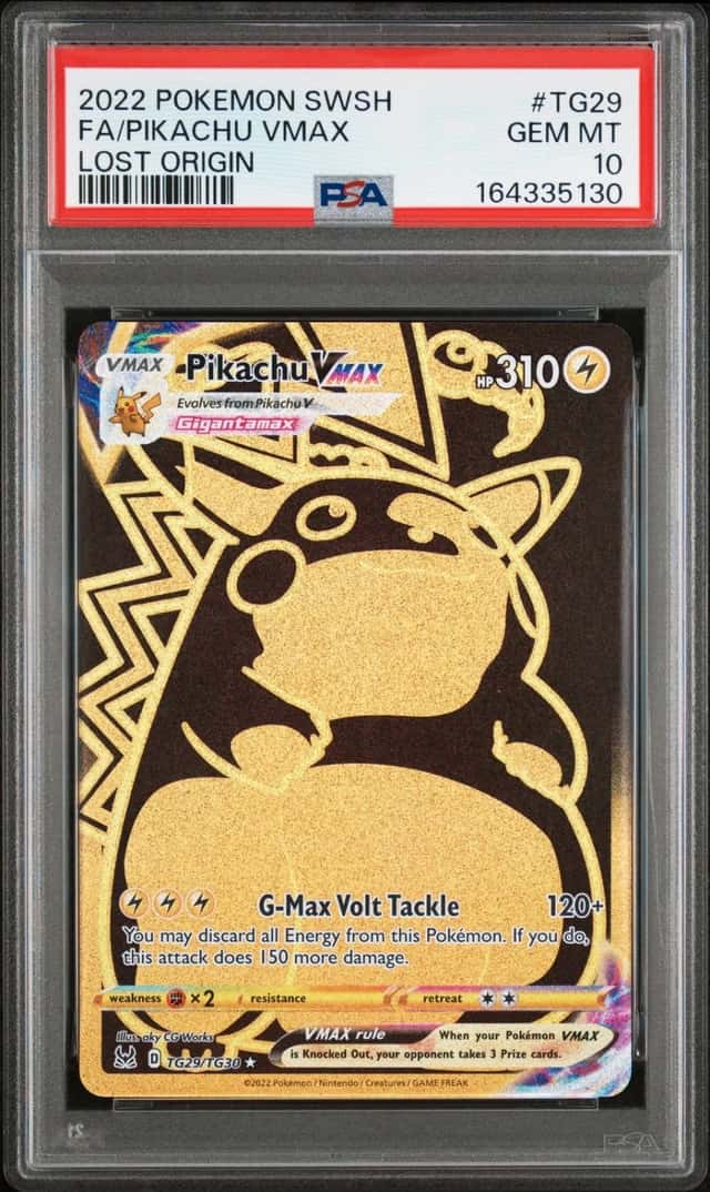 2022 POKEMON SWORD & SHIELD LOST ORIGIN #TG29 FULL ART/PIKACHU VMAX PSA 10