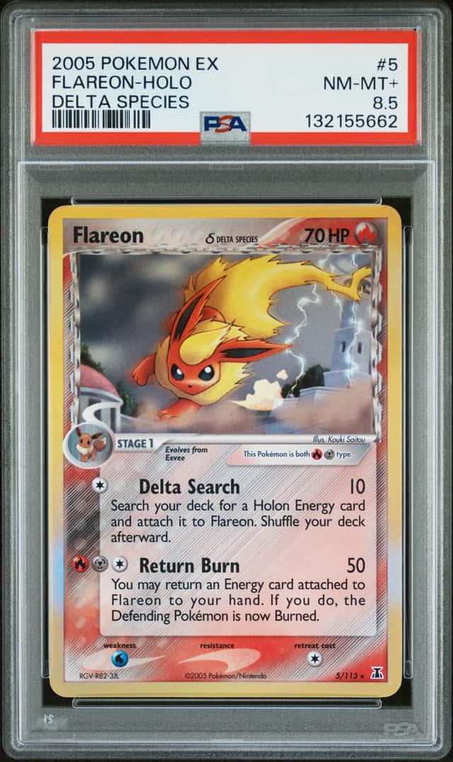 Pokemon 2005 EX Delta Species Flareon 5/113 Holo PSA 8.5 English