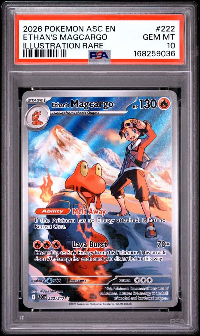 2026 POKEMON ASC EN-ASCENDED HEROES ILLUSTRATION RARE ETHAN'S MAGCARGO PSA 10