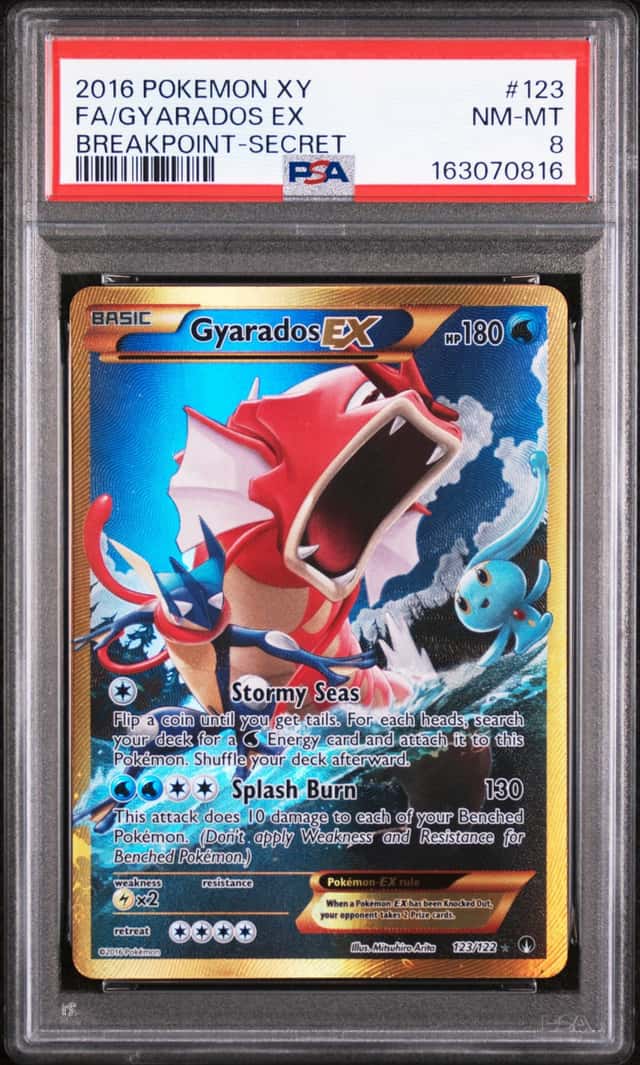 2016 POKEMON XY BREAKPOINT SECRET FULL ART GYARADOS EX #123 PSA 8 NM-MT