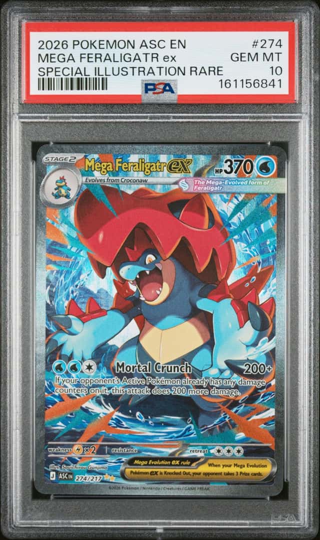 2026 Pokemon ASC EN Special Illustration Rare #274 Mega Feraligatr ex PSA 10