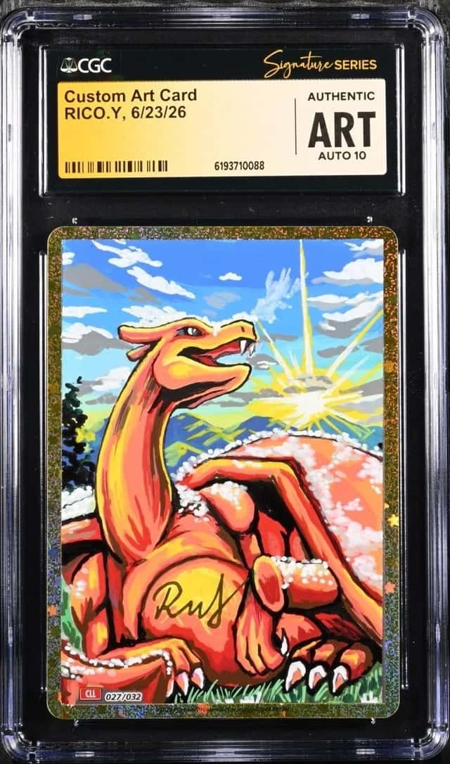 Pokemon 2023 Custom Art Card Charizard Sketch RICO.Y Signed CGC ART AUTO 10