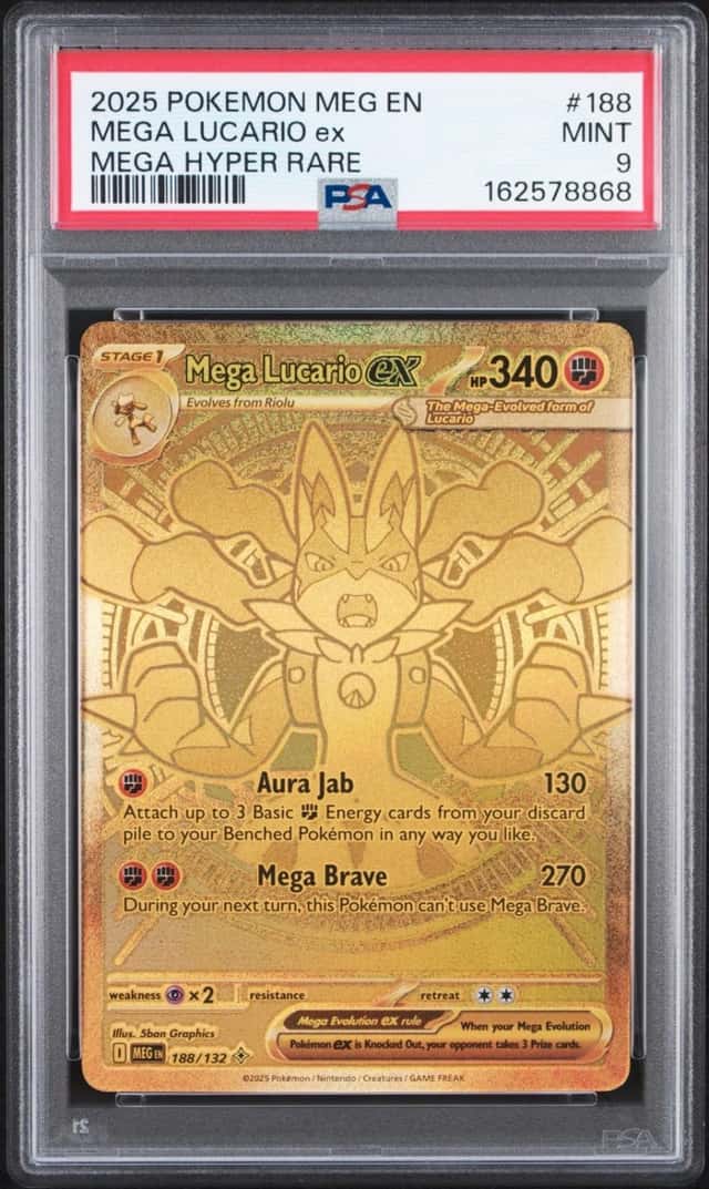2025 POKEMON MEG EN-MEGA EVOLUTION MEGA HYPER RARE #188 MEGA LUCARIO EX PSA 9