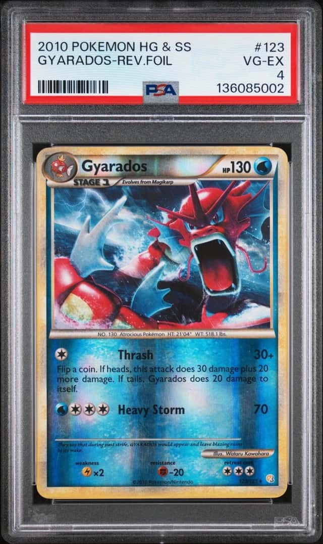 2010 POKEMON HEARTGOLD & SOULSILVER #123 GYARADOS-REVERSE FOIL PSA 4