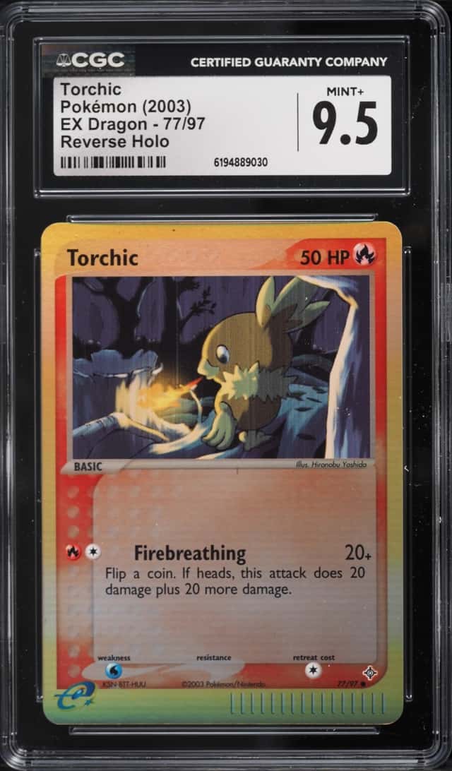 2003 Pokemon EX Dragon Reverse Holo Torchic #77 CGC 9.5 MINT+