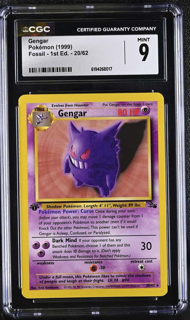 1999 Pokemon Fossil 1st Edition Gengar #20 CGC 9 MINT