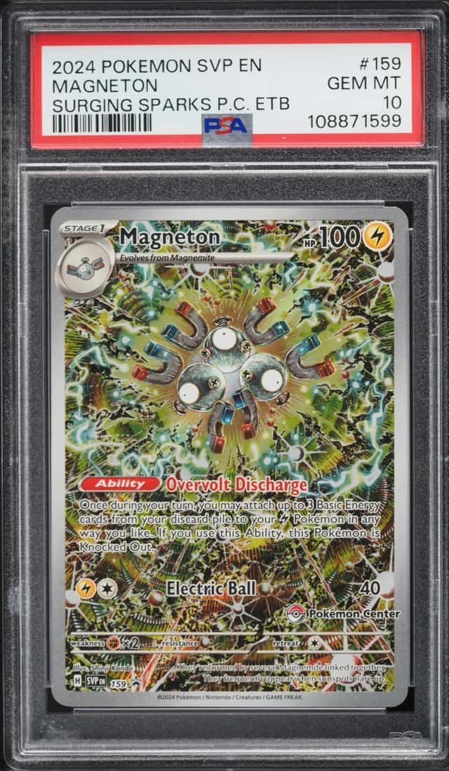 2024 Pokemon Scarlet & Violet Promo Surging Sparks Center ETB Alt Art Magneton #159 PSA 10 GEM