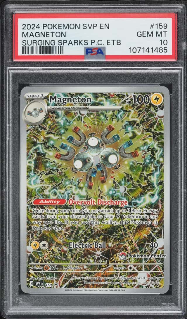 2024 Pokemon SV Promo Surging Sparks Center ETB Full Art Magneton #159 PSA 10 GEM MINT