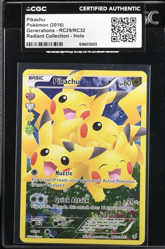 2016 Pokemon XY Generations Radiant Collection Full Art Pikachu #RC29 CGC AUTH