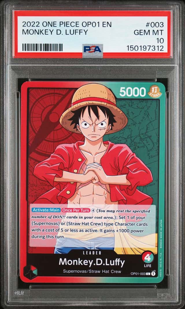 2022 ONE PIECE OP01-ROMANCE DAWN #003 MONKEY D. LUFFY PSA 10
