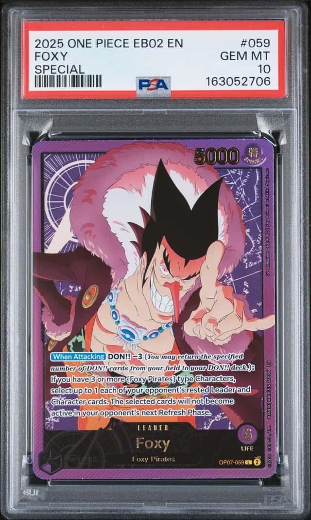 2025 One Piece Anime 25th Foxy Gold Leader Special Alt Art #OP07-059 PSA 10