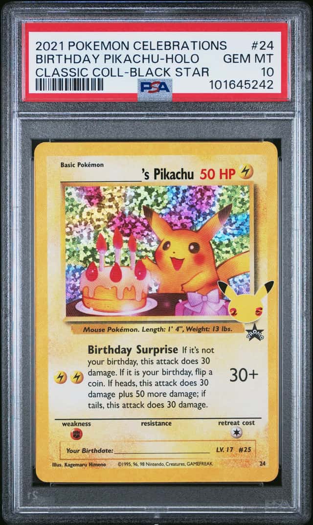 Pokemon TCG Birthday Pikachu #24 Holo Rare 25th Celebrations Classic NM PSA 10