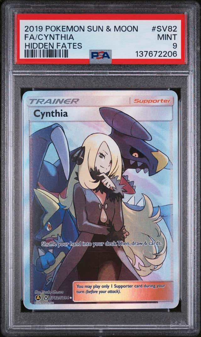 Cynthia SV82 PSa 9 Hidden Fates 2019 Sun and Moon Pokemon shiny Garchomp trainer
