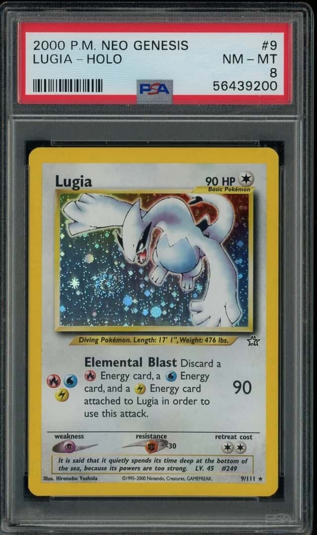 2000 Pokemon Neo Genesis #9 Lugia Holo MOUTH SWIRL PSA 8 NM-MT