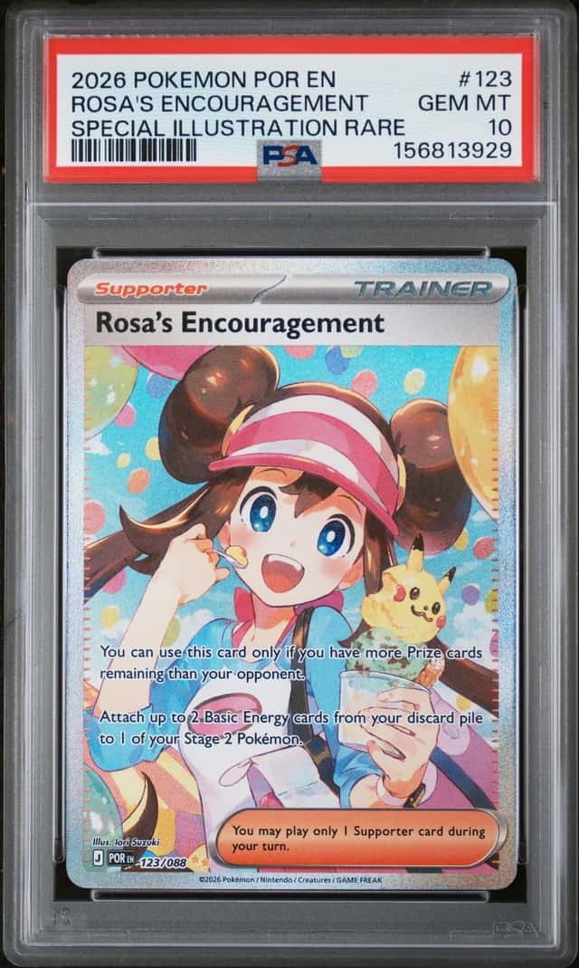 2026 POKEMON PERFECT ORDER #123/088 ROSA'S ENCOURAGEMENT SIR PSA 10