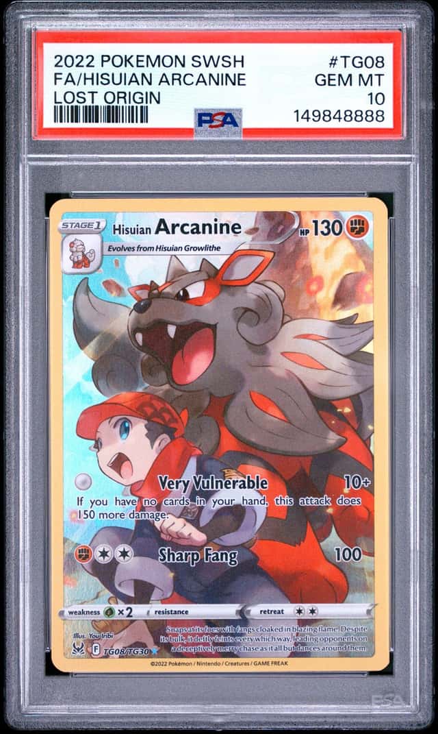 Pokemon Hisuian Arcanine Lost Origin Sword & Shield Trainer Gallery #TG08 PSA 10