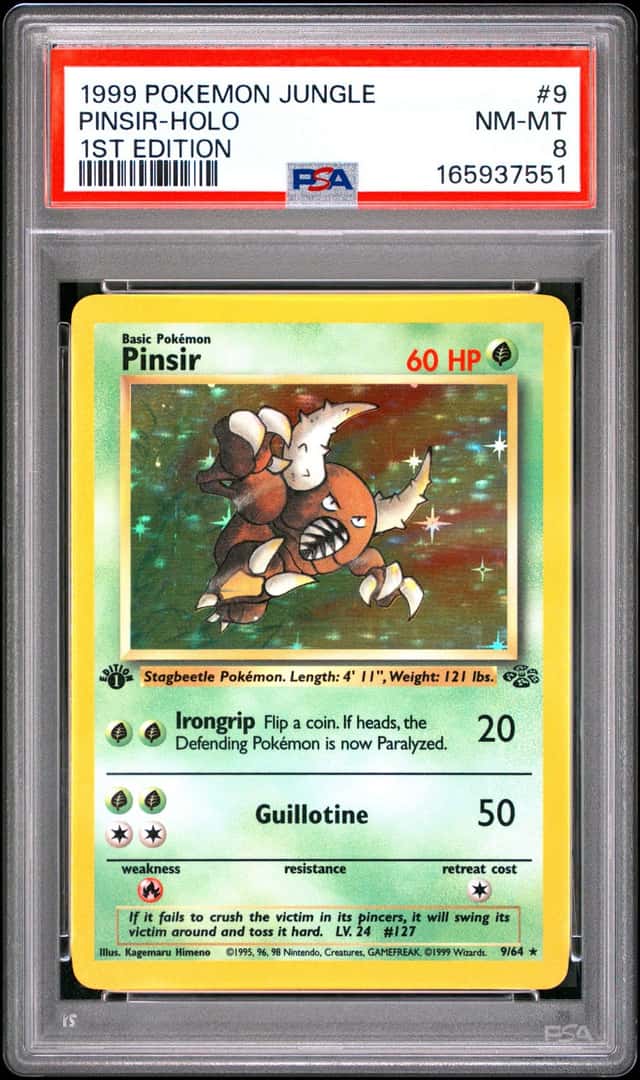 POKEMON PINSIR 1999 JUNGLE #9 1ST EDITION HOLO PSA 8