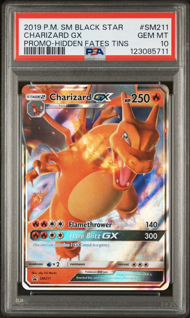 LOW POP Charizard Gx SM211/68 Hidden Fates Tins Black Star Promo Pokemon PSA 10
