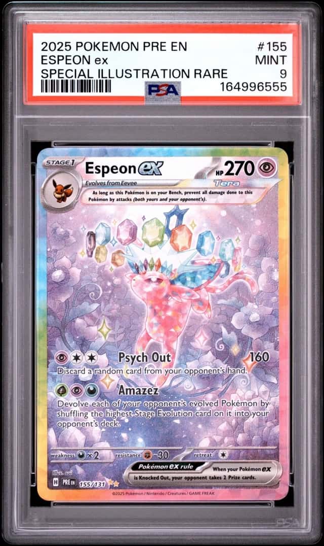 2025 POKEMON PRISMATIC EVOLUTIONS SPECIAL ILLUSTRATION RARE ESPEON EX PSA 9
