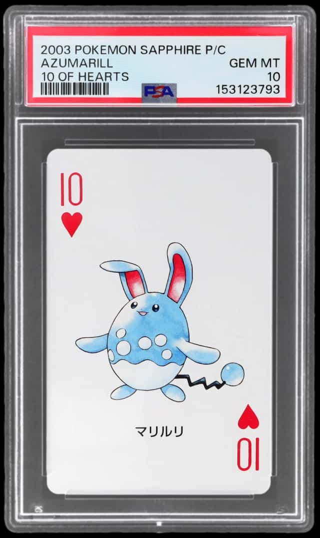 2003 Pokemon Sapphire Version Playing Cards 10 of Hearts Azumarill