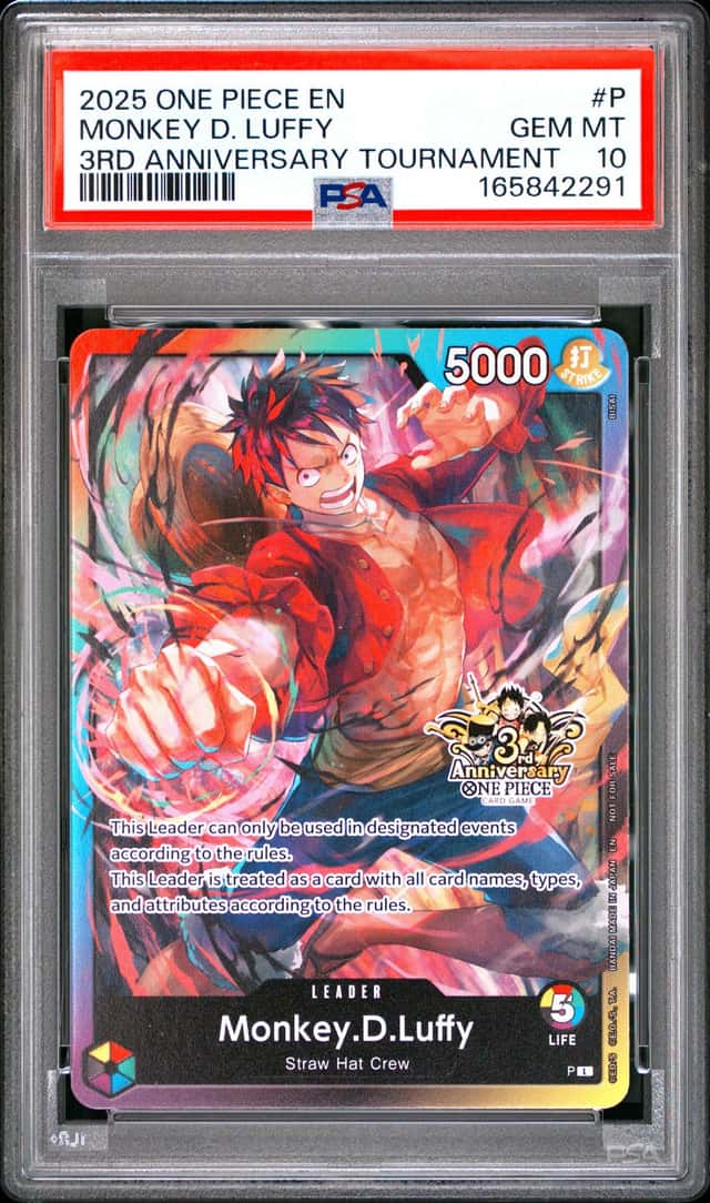 2025 ONE PIECE PROMOS 3RD ANNIVERSARY TOURNAMENT #P MONKEY D. LUFFY PSA 10
