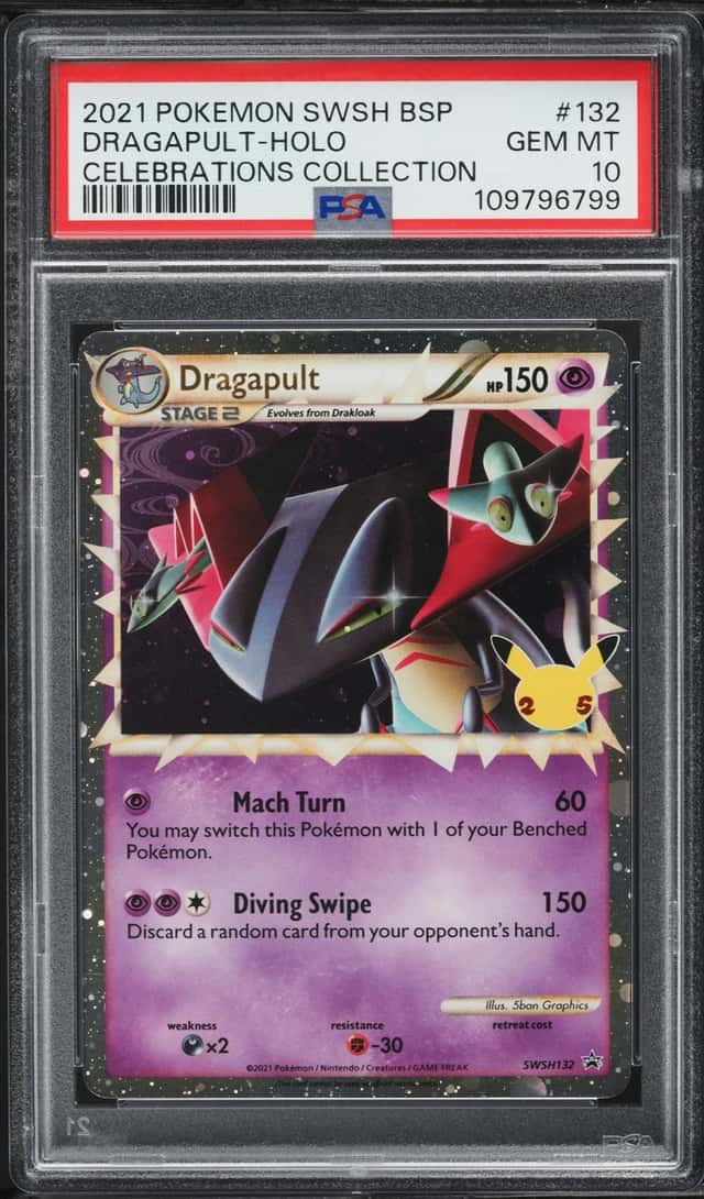 2021 Pokemon Sword & Shield Black Star Promo Celebrations Holo Dragapult #132 PSA 10 GEM MINT