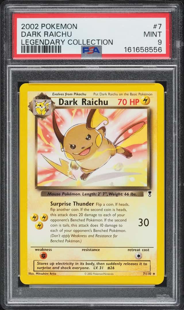 2002 Pokemon Legendary Collection Dark Raichu #7 PSA 9 MINT