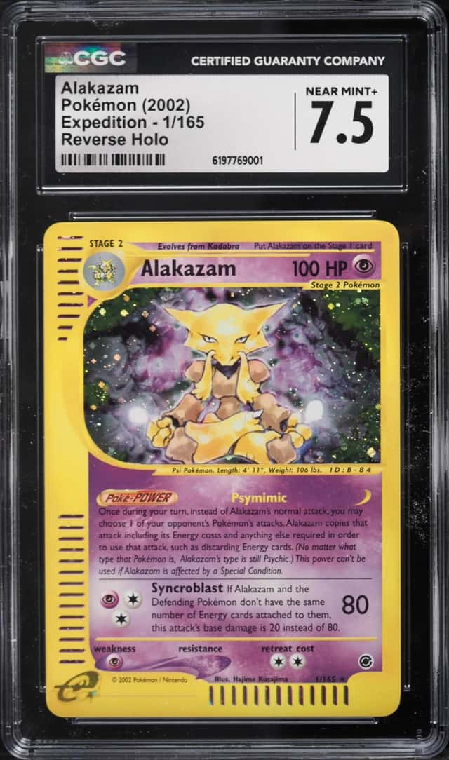2002 Pokemon Expedition Reverse Holo Alakazam #1 CGC 7.5 NRMT+