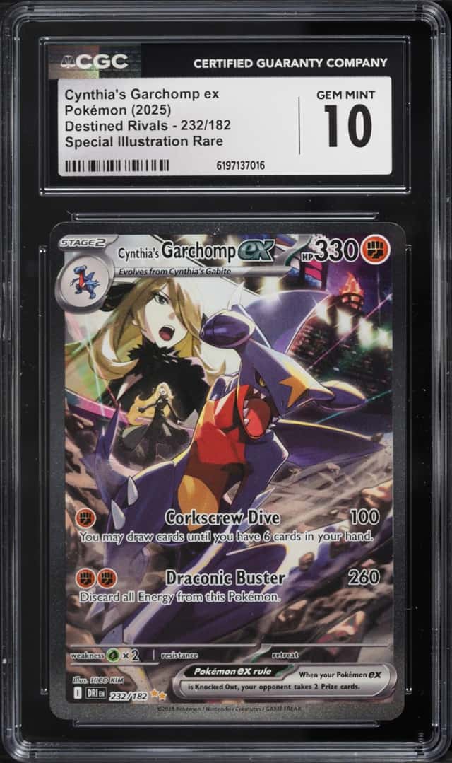 2025 Pokemon Scarlet & Violet Destined Rivals SIR Cynthia's Garchomp Ex #232 CGC 10 GEM MINT