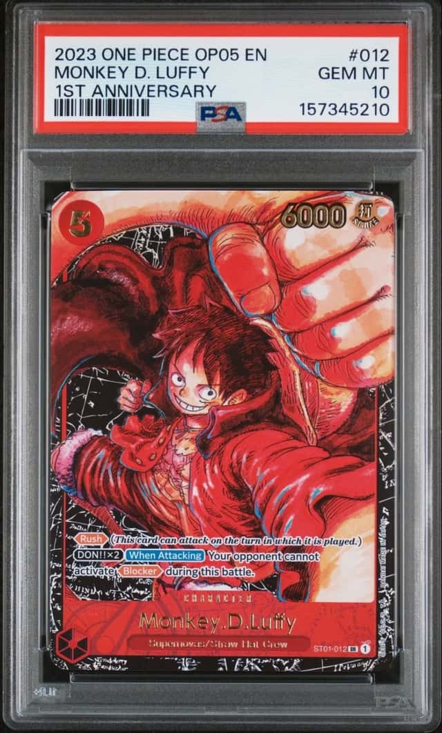 One Piece Monkey D. Luffy Op05-012 1st Anniversary PSA 10 Gem Mint