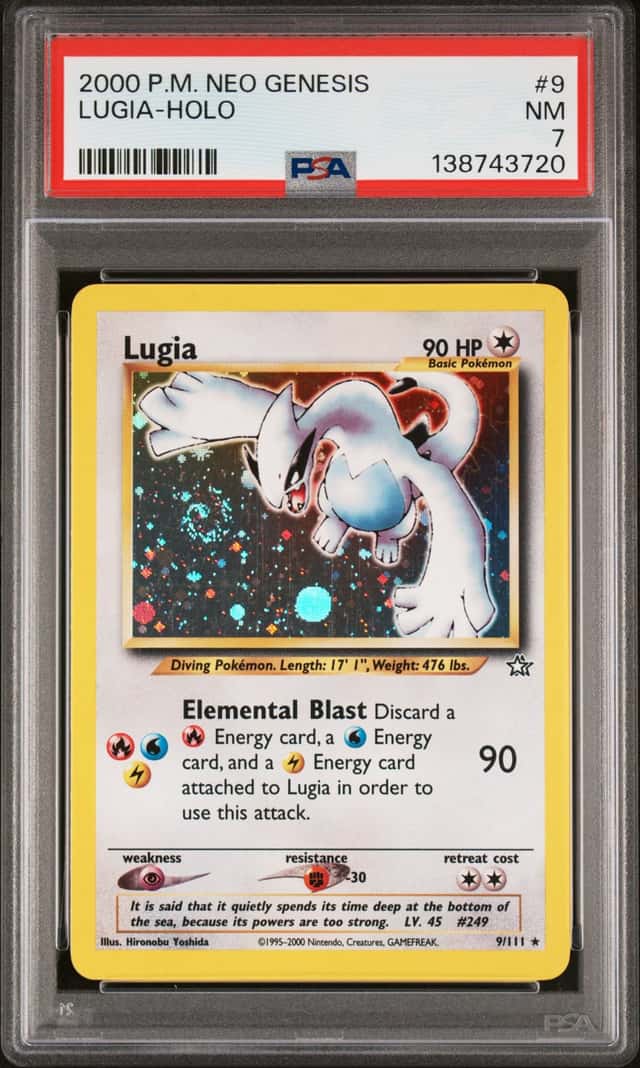 2000 Pokemon Neo Genesis #9 Lugia Holo NICE SWIRL PSA 7 NM