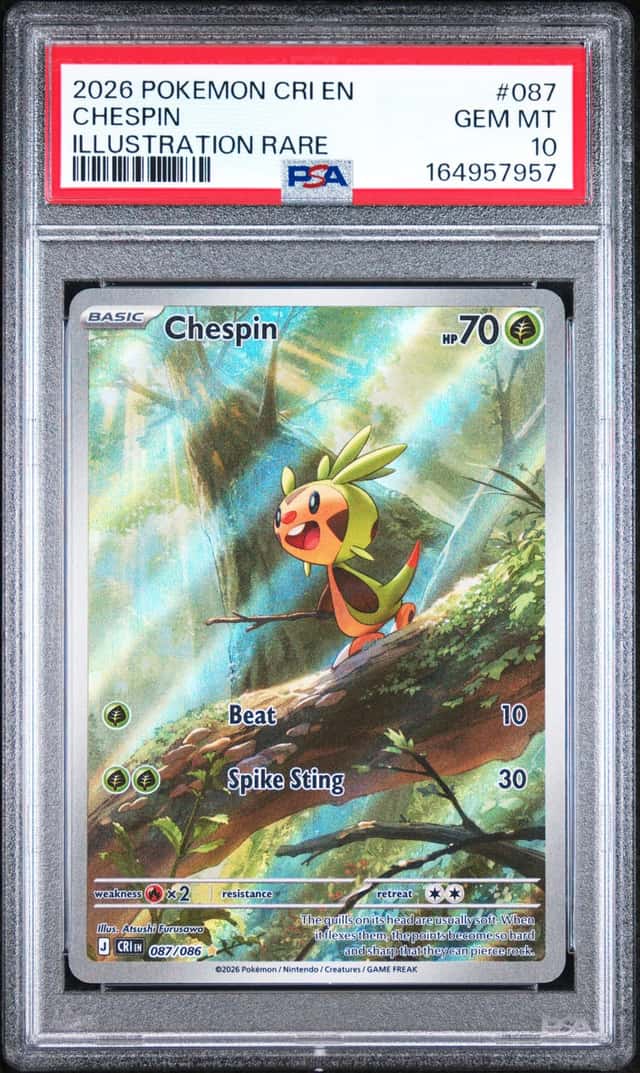 2026 POKEMON CRI EN-CHAOS RISING ILLUSTRATION RARE #087 CHESPIN PSA 10