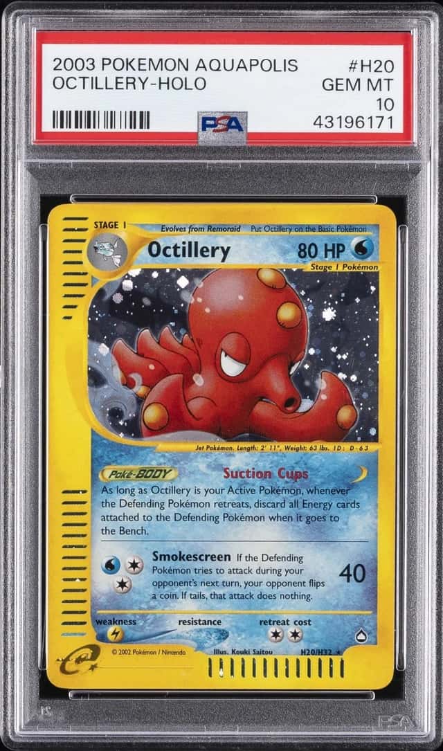 2003 POKEMON AQUAPOLIS #H20 OCTILLERY-HOLO PSA 10