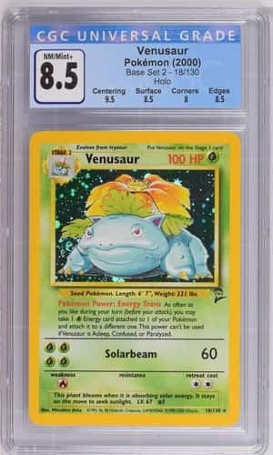 Wizards 2000 Pokemon Base Set 2 Venusaur 18/130 Holo CGC 8.5 ENG