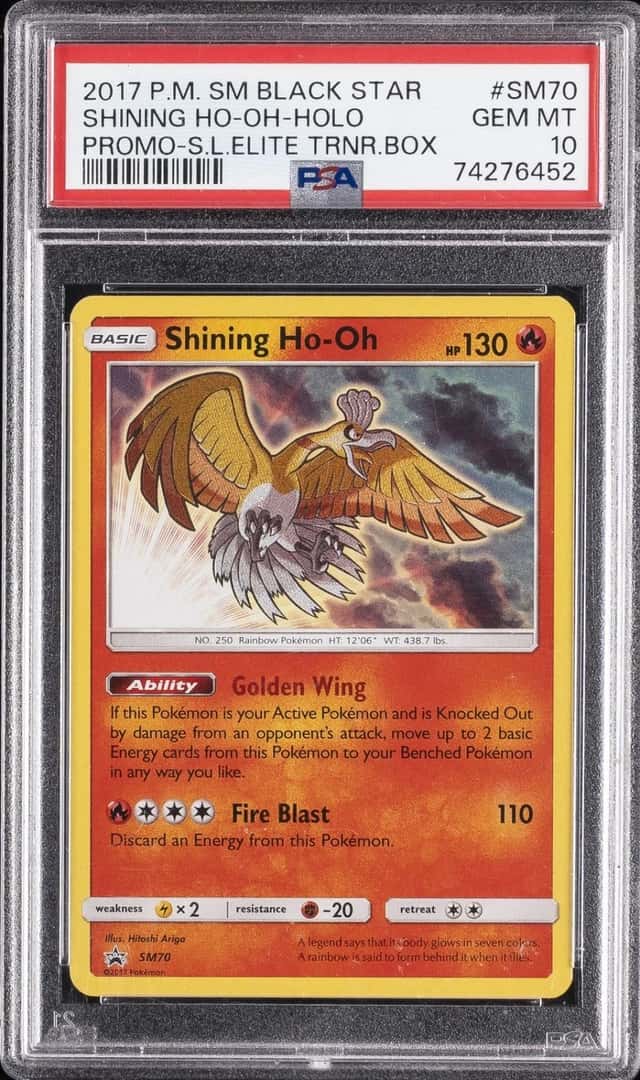 2017 POKEMON SM BLACK STAR PROMO #SM70 SHINING HO-OH-HOLO PSA 10