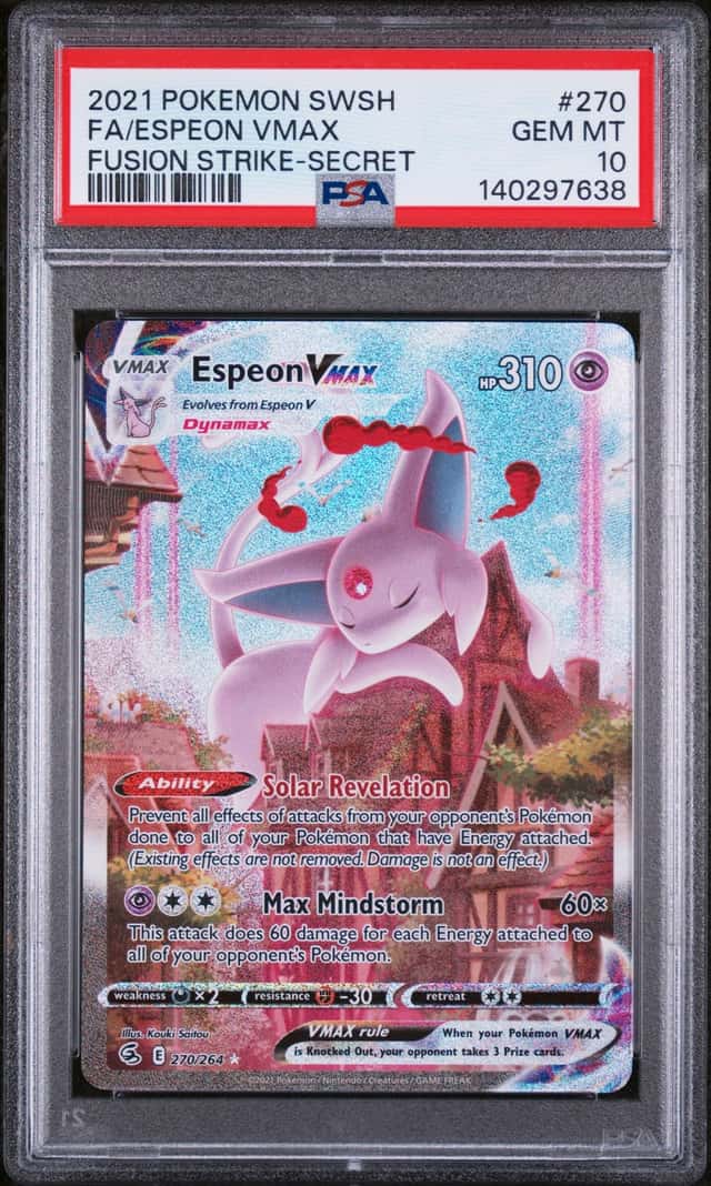 2021 Pokemon SWSH Fusion Strike Secret Full Art Espeon VMAX PSA 10 #270/264