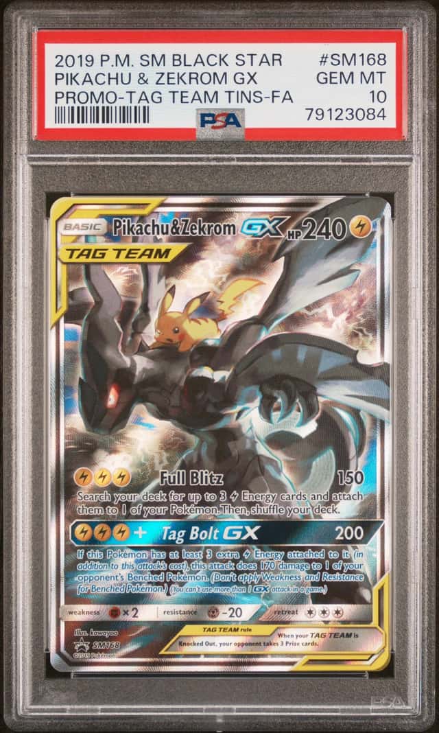 2019 Pokemon SM Black Star Promos Pikachu & Zekrom Tag Team #SM168 PSA 10