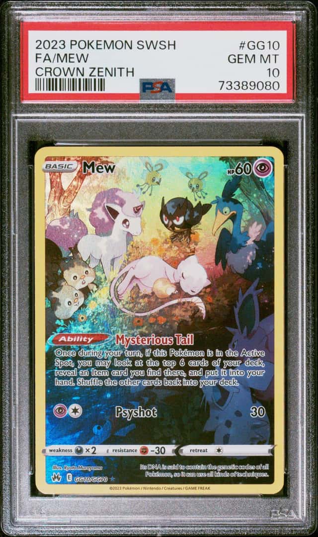 POKEMON MEW 2023 SWORD AND SHIELD CROWN ZENITH #GG10 FA PSA 10