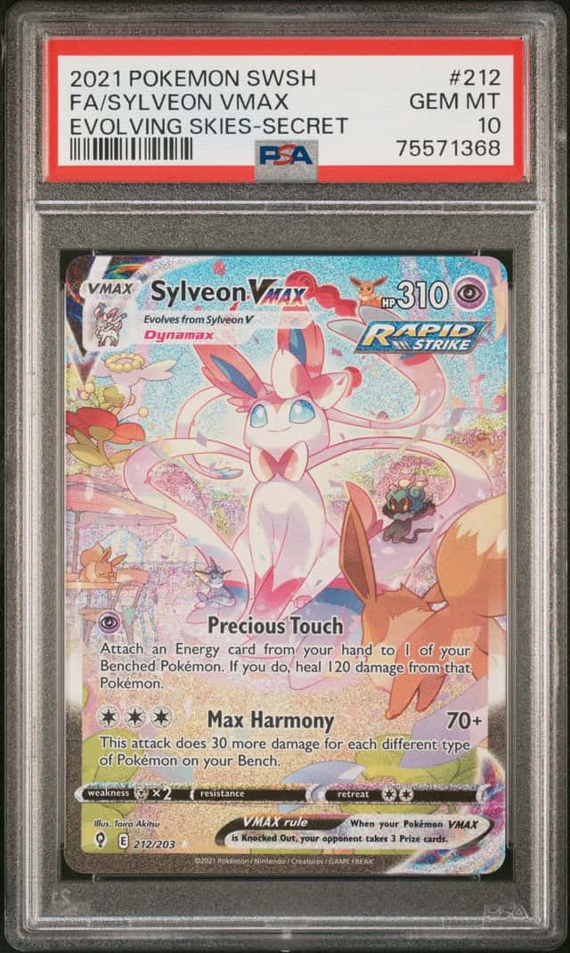 2021 Pokemon SWSH Evolving Skies #212 FA/Sylveon VMAX PSA 10 GEM MINT