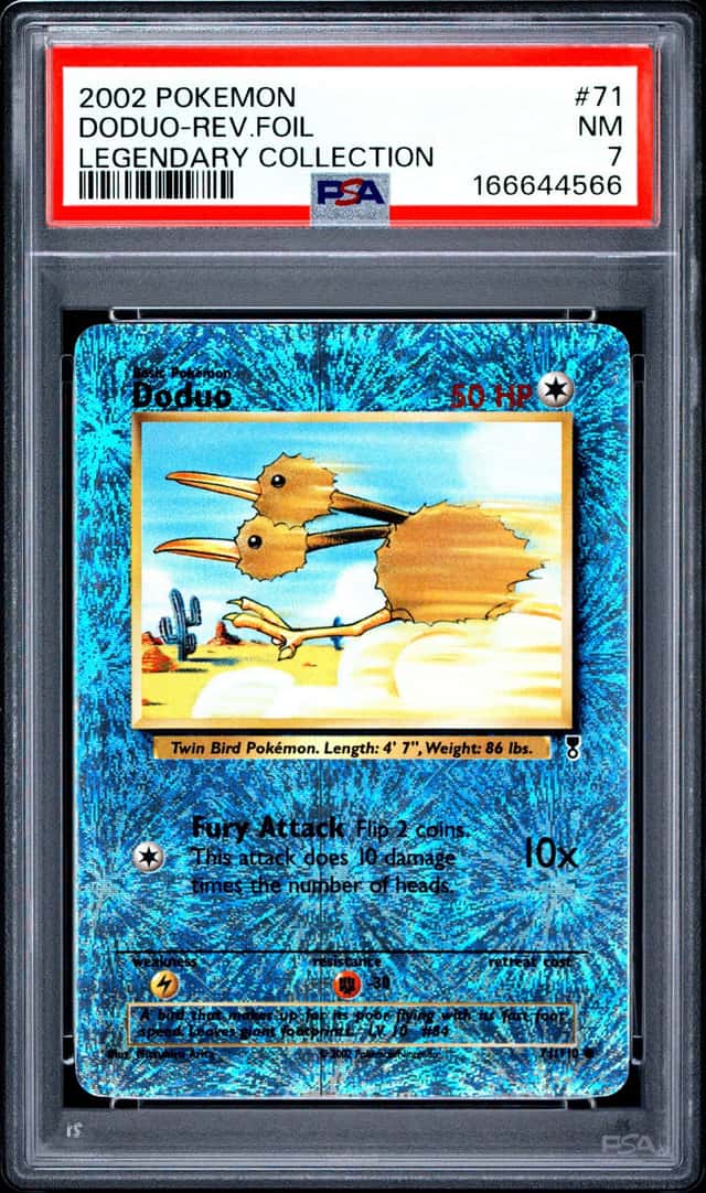 2002 POKEMON LEGENDARY COLLECTION #71 DODUO-REVERSE FOIL PSA 7