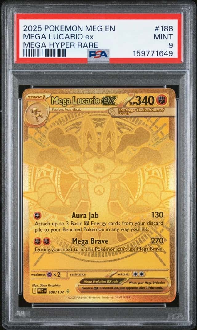 2025 POKEMON MEG EN-MEGA EVOLUTION MEGA HYPER RARE #188 MEGA LUCARIO EX PSA 9