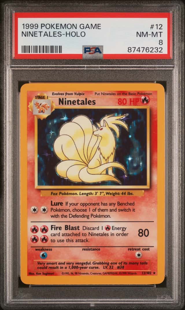 1999 Pokémon TCG Ninetales Holo Rare Card Base Set 12/102 PSA 8