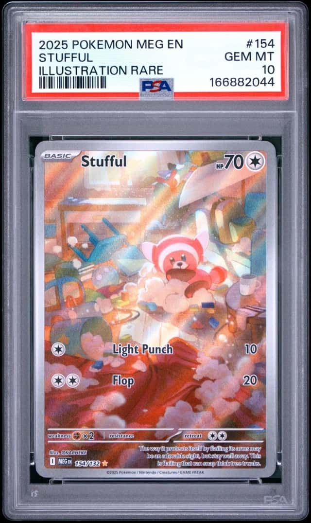 166882044 Stufful 2025 Pokemon Mega Evolution #154 Illustration Rare PSA 10
