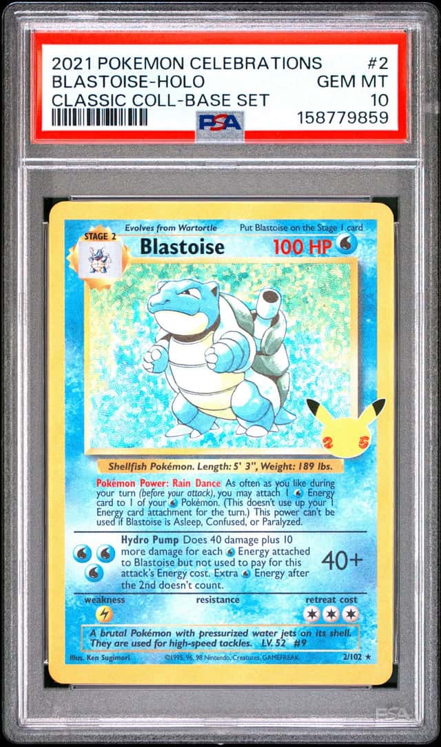 2021 POKEMON CELEBRATIONS CLASSIC COLLECTION #2 BLASTOISE-HOLO PSA 10